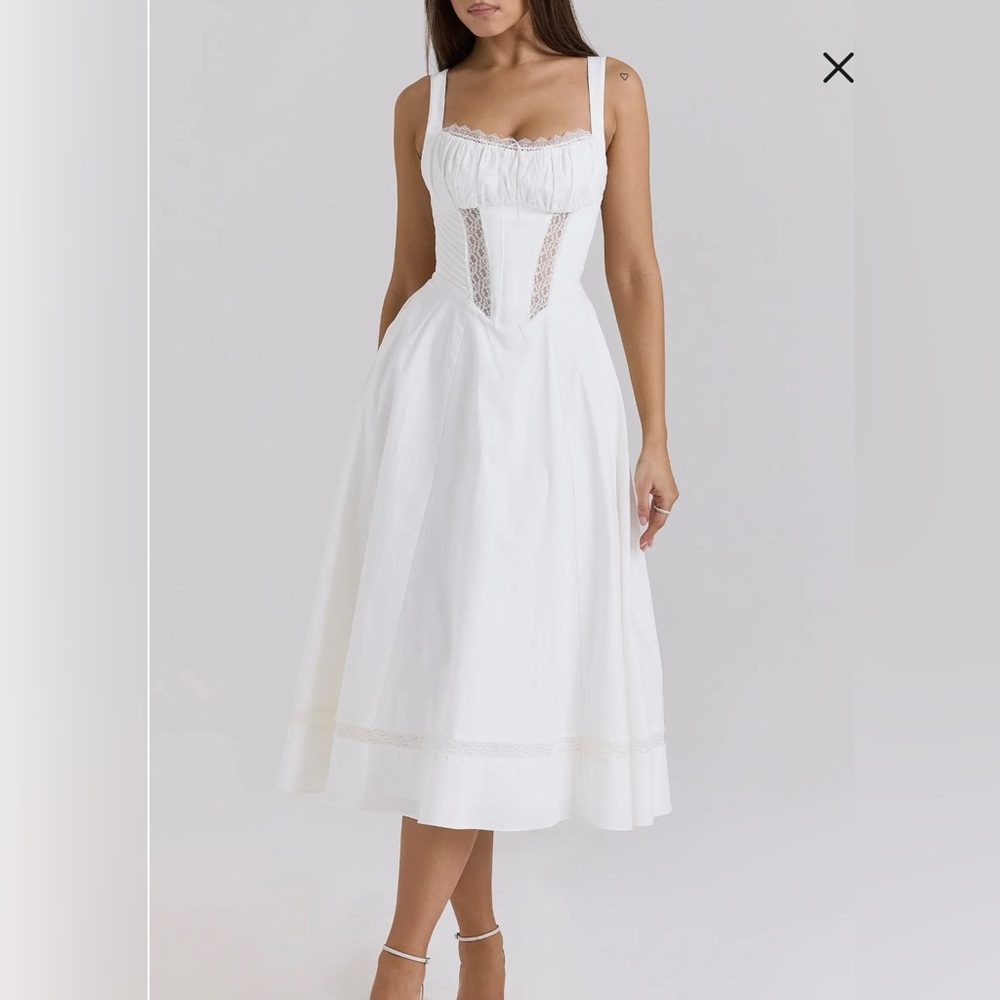 House of CB White Lace Detail Midi Dress